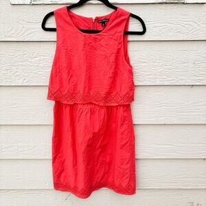 J.CREW Mercantile Belvedere Red Two-Tiered Eyelet Light Cotton Dress Lined, Sz 6